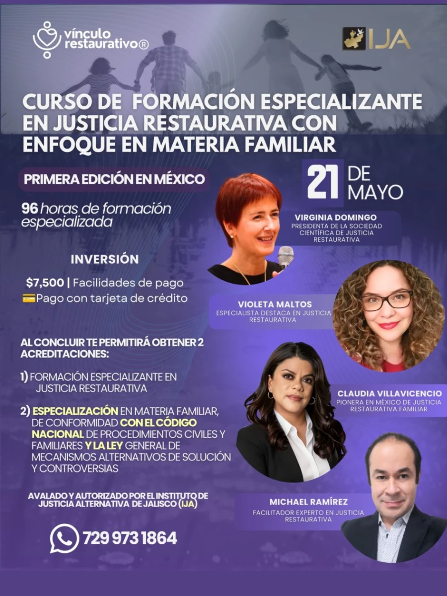 Curso de Formación Especializante en Justicia Restaurativa con Enfoque Materia Familiar